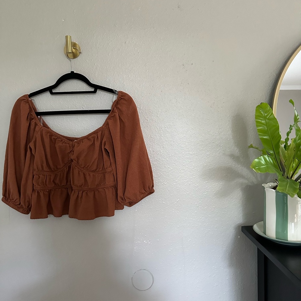 A New Day Boho Rust Peplum Blouse